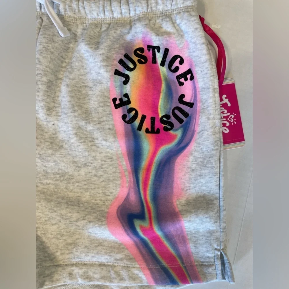Justice Gray Multicolor Graphic Shorts Size XL Plus (16P-18P) NWT